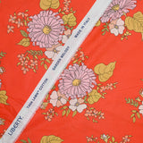 Cotton liberty ® Tropical Sprig coral background per meter