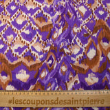Purple mist ikat printed woven polyester