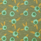 Sweat envers doudou bourgeons d’été vert d'eau et ocre fond kaki