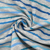 Sweat envers doudou rayé bleu, canard et marine fond gris chiné