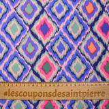 Green diamond printed viscose with purple background