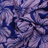 Viscose printed large flowers purple background