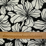 Viscose printed large flowers black background