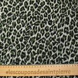 Crinkle chiffon printed with leopard velvet plumetis green white background
