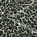 Crinkle chiffon printed with leopard velvet plumetis green white background