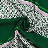 Twill de polyester imprimé bande rétro lilas et vert sapin
