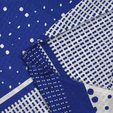Mousseline crinkle satinée imprimée pois graphique blanc et bleu roi