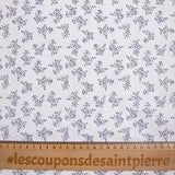 Polycotton poplin printed navy bush white background