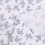 Polycotton poplin printed navy bush white background