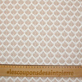 Coated poplin with beige vegetable print on off-white background