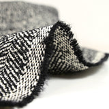 Black and white herringbone wool