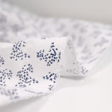 Polycotton poplin printed navy bush white background