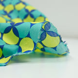 Digital printed cotton polka dots & lemon clover navy background