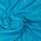 Fine silver Lurex mesh with turquoise background