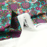 Purple butterfly print cotton green melting per meter