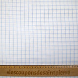Polycotton poplin woven-dyed with Barnabé blue checks and white background