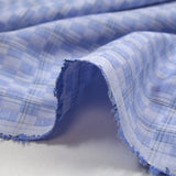 Popeline polycoton tissée-teinte à carreaux Ismaël fond bleu