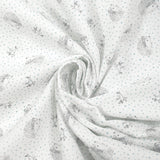 Cotton piqué with hedgehog print and blue polka dots on white background