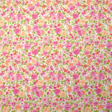 Piqué de coton imprimé les fleurs de Sarah rose et orange fond blanc