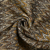 Brown, beige and orange herringbone cotton and silk tweed