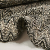 Light gray and ecru herringbone cotton and silk tweed