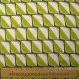 Viscose satin printed with retro anise look, khaki background