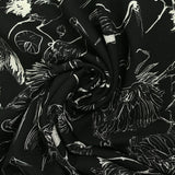 Viscose linen printed herons black background