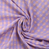 Purple and peach beige gingham seersucker