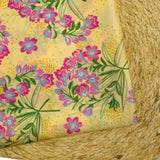 100% silk satin spring print vanilla background