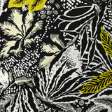 Viscose printed tropical engraving black background