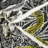 Viscose printed tropical engraving black background