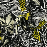 Viscose printed tropical engraving black background
