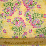 100% silk satin spring print vanilla background