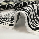 Viscose printed tropical engraving black background