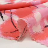 Crêpe de chine 100% soie imprimé rêverie corail et rose