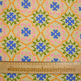 Polycotton blue and orange azulejo print