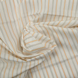 Dyed-woven cotton poplin with orange stripes and white background