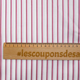 Dyed-woven cotton poplin striped purple and red with white background