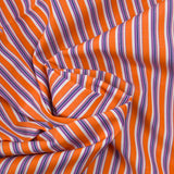 Orange and purple striped dyed-woven cotton poplin