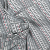 Dyed-woven cotton poplin striped green and red on white background