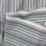 Dyed-woven cotton poplin striped green and red on white background
