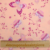 Cotton Popeline Printed Butterfly Pink Fond