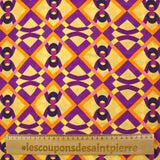 Viscose printed chained geometry purple butter yellow background