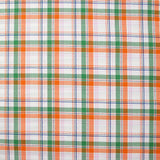 Woven cotton-tight Rowan green and orange white background