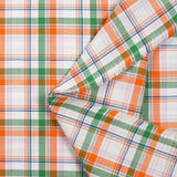 Woven cotton-tight Rowan green and orange white background