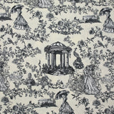 Toile de algodón estampado de Jouy Maël fondo gris crudo