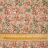 Double-sided quilted cotton branch taupe and white per meter