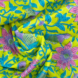 Double-sided quilted cotton with pink and turquoise stripes per meter