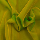 100% silk muslin plain olive yellow changing to green