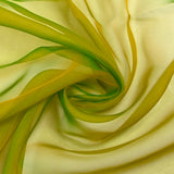 100% silk muslin plain olive yellow changing to green